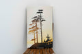 Fiona Dalrymple painting, "Sentinal", sitting on a wooden chair with white background.
