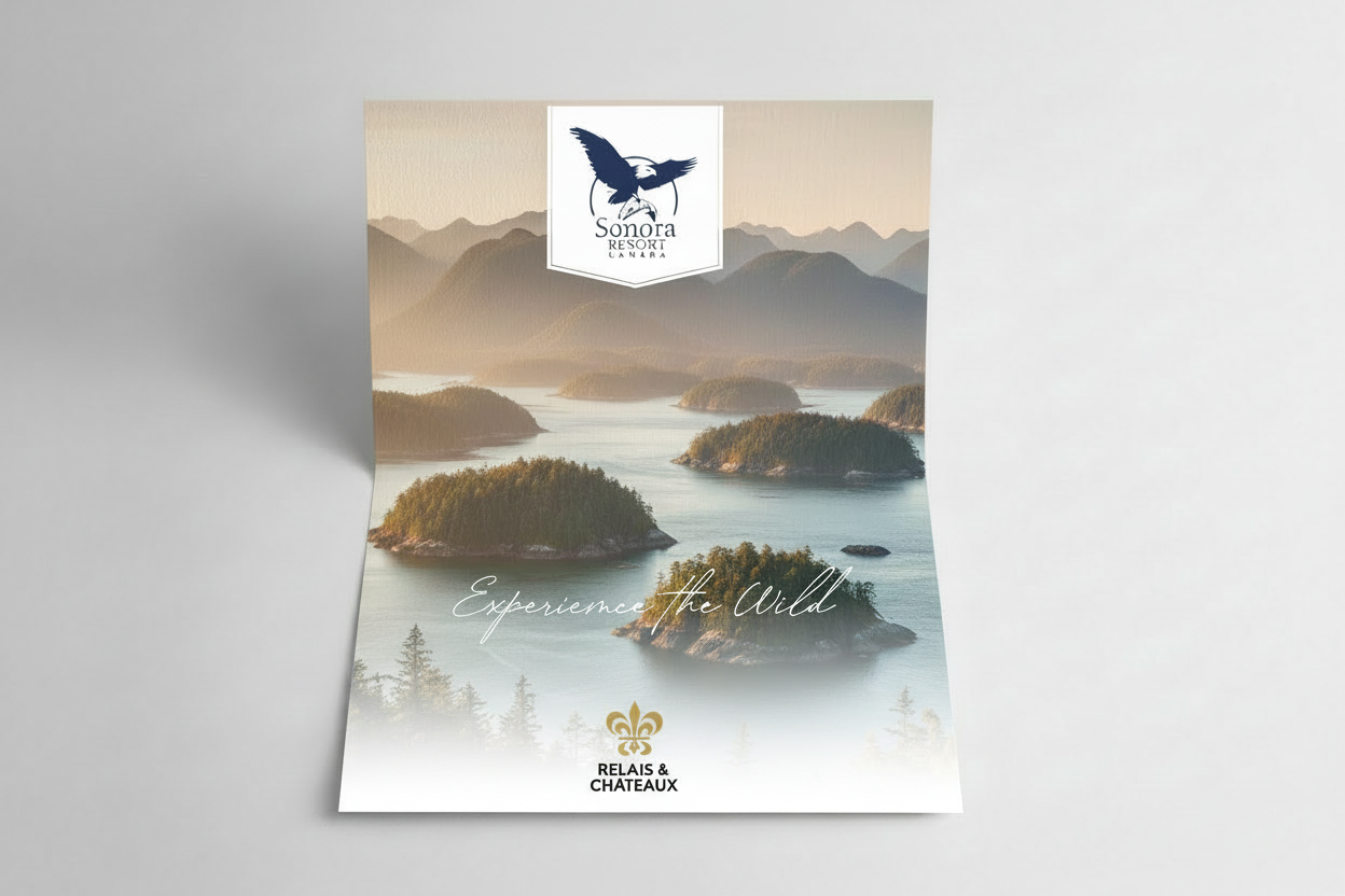 Sonora Resort gift card of folded paper with 'Welcome to Wild' text and logos on a gray background